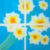 tableau fleur en 4 carrés, peinture acrylique