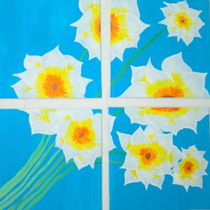 Tableau fleurs en 4 carrés